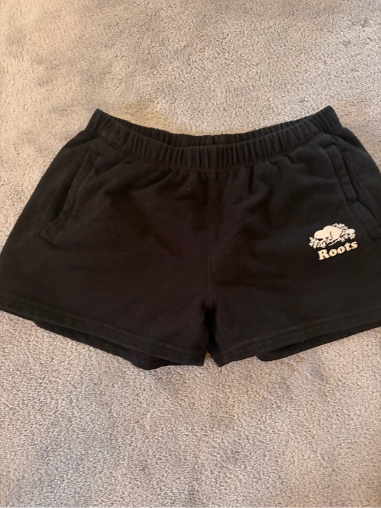 Roots Pants - Roots Black Athletic Cotton Shorts with Logo